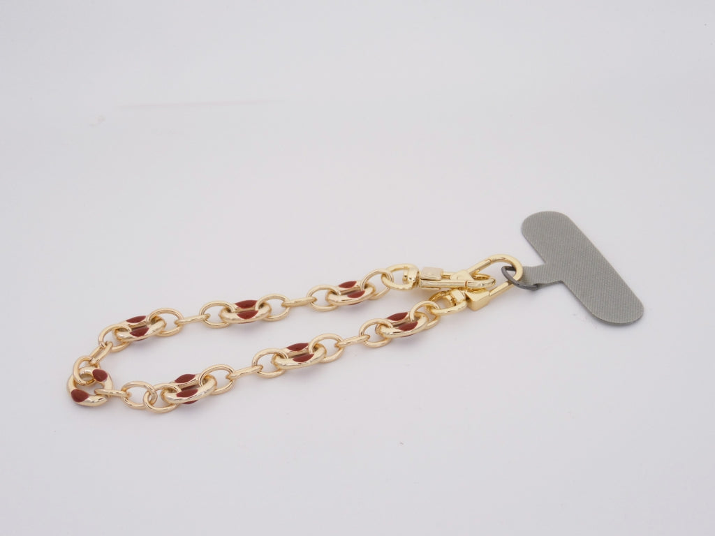 PHONE CHAIN DORADO CON ENAMEL ROJO