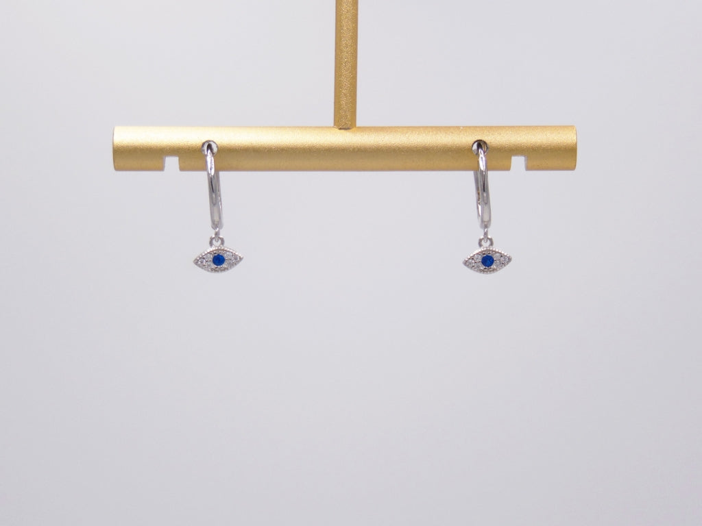 Arracada Ojo con Zirconias Plateado