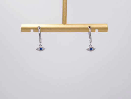 Arracada Ojo con Zirconias Plateado