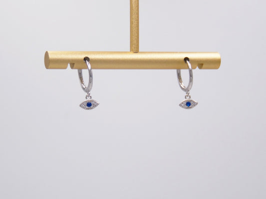 Arracada Ojo con Zirconias Plateado