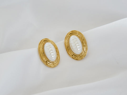 ARETE VINTAGE PERLA CON LINEAS