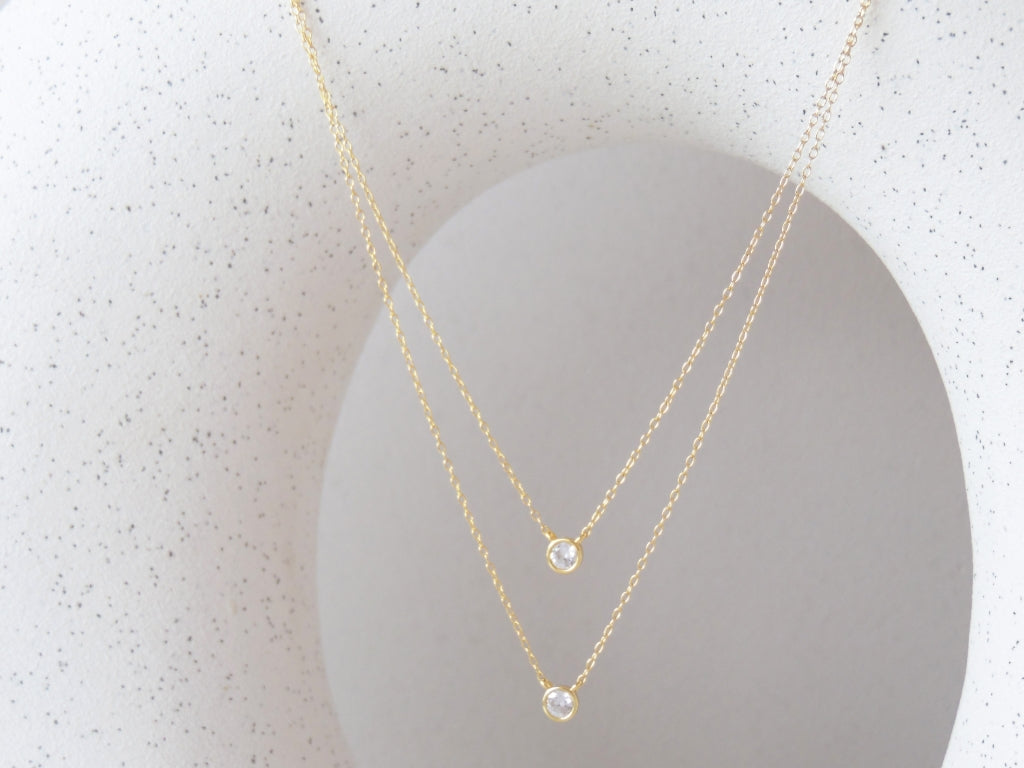 COLLAR LARIAT 2 ZIRCONIAS BISELADAS 2 LAYERS