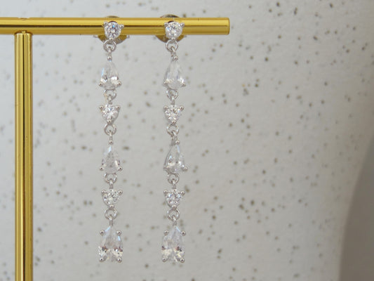 Pear Drop Silver Chain Earring