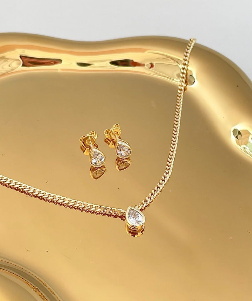 Set de Peras Biseladas Cadena y Studs