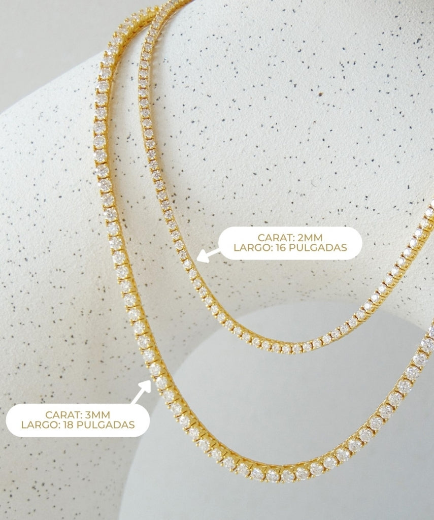 COLLAR TENIS DE MOISSANITA DORADO