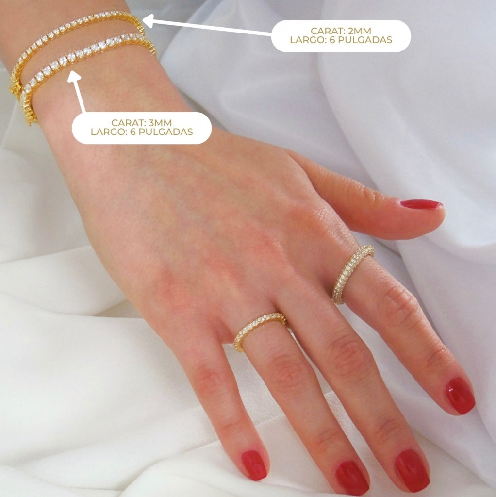 PULSERA DE TENNIS MOISSAINITA DORADO