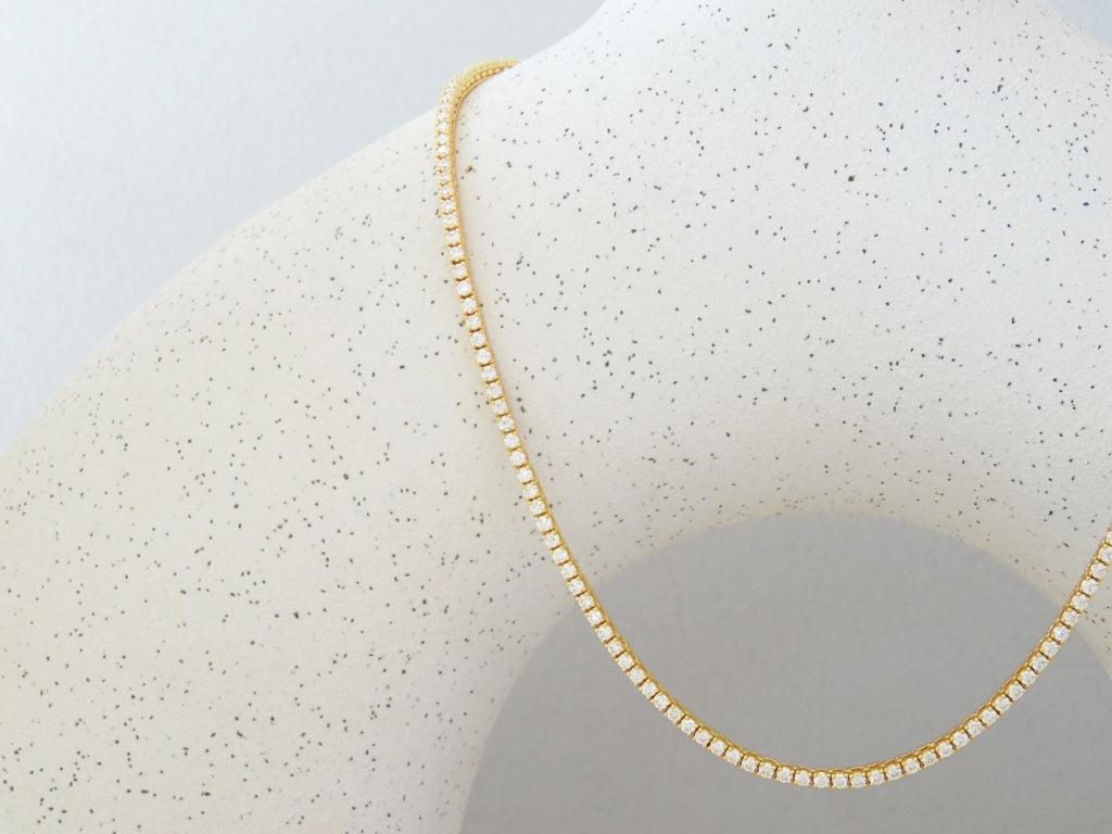 COLLAR TENNIS DE MOISSANITA DORADO